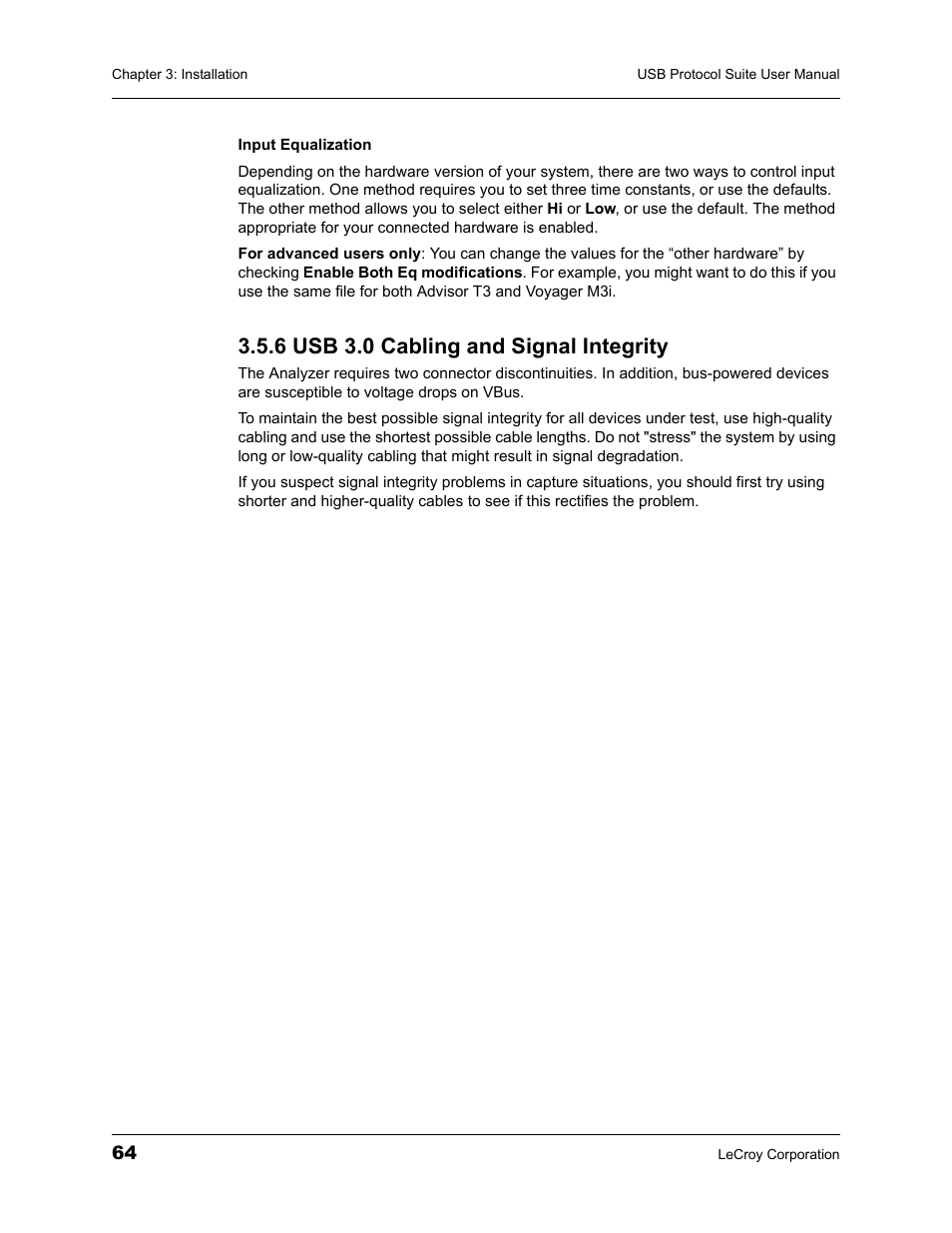 6 usb 3.0 cabling and signal integrity | Teledyne LeCroy USBTracer_Trainer - Users Manual User Manual | Page 78 / 388