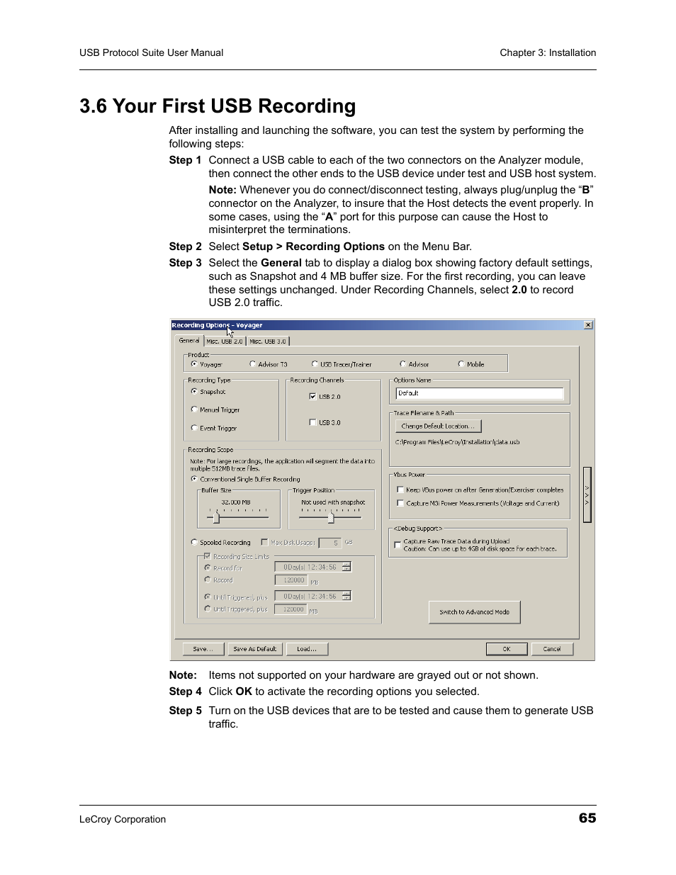 6 your first usb recording | Teledyne LeCroy USBTracer_Trainer - Users Manual User Manual | Page 79 / 388