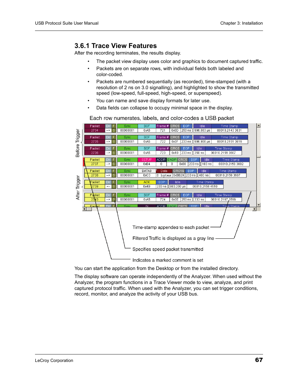 1 trace view features | Teledyne LeCroy USBTracer_Trainer - Users Manual User Manual | Page 81 / 388