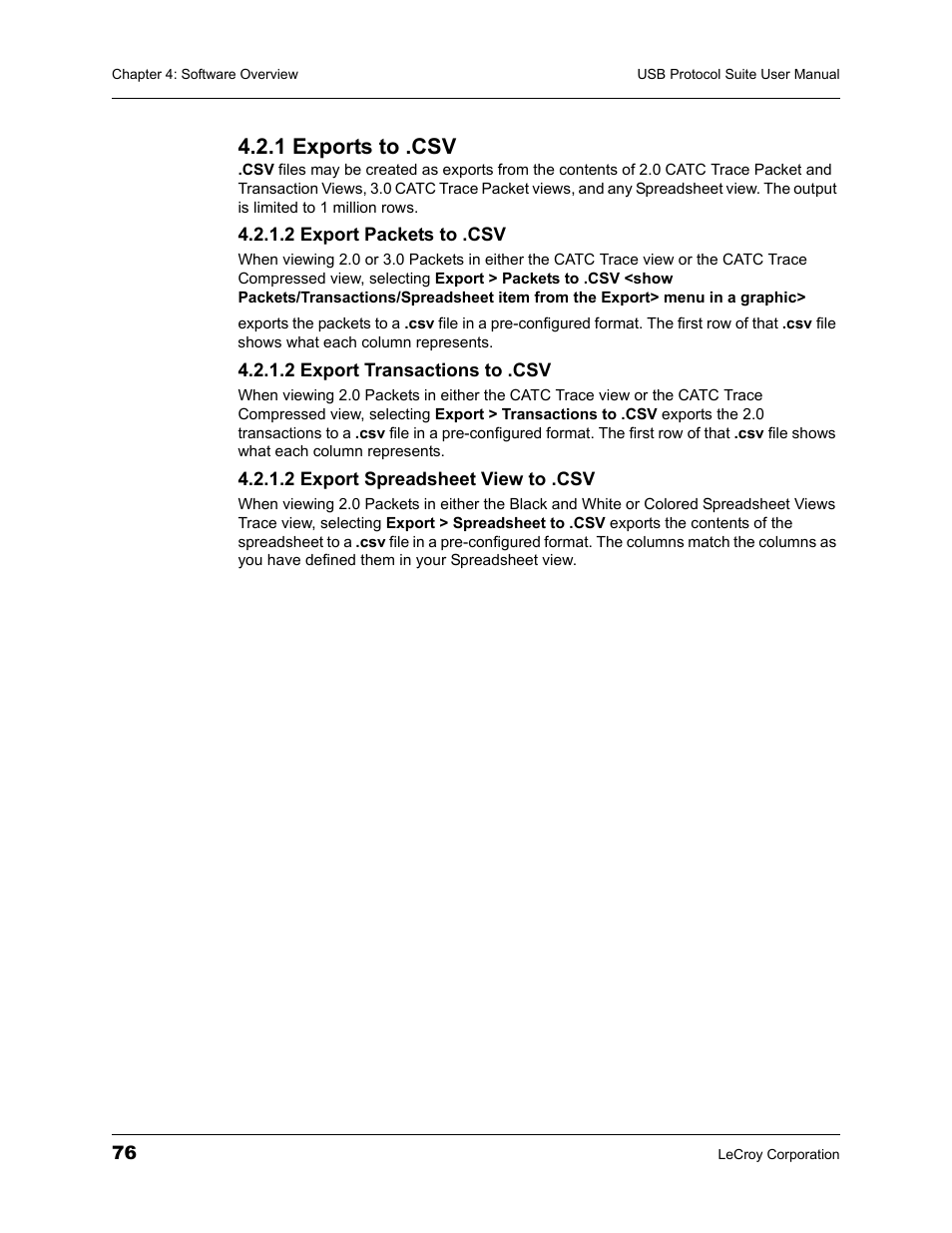 1 exports to .csv | Teledyne LeCroy USBTracer_Trainer - Users Manual User Manual | Page 90 / 388