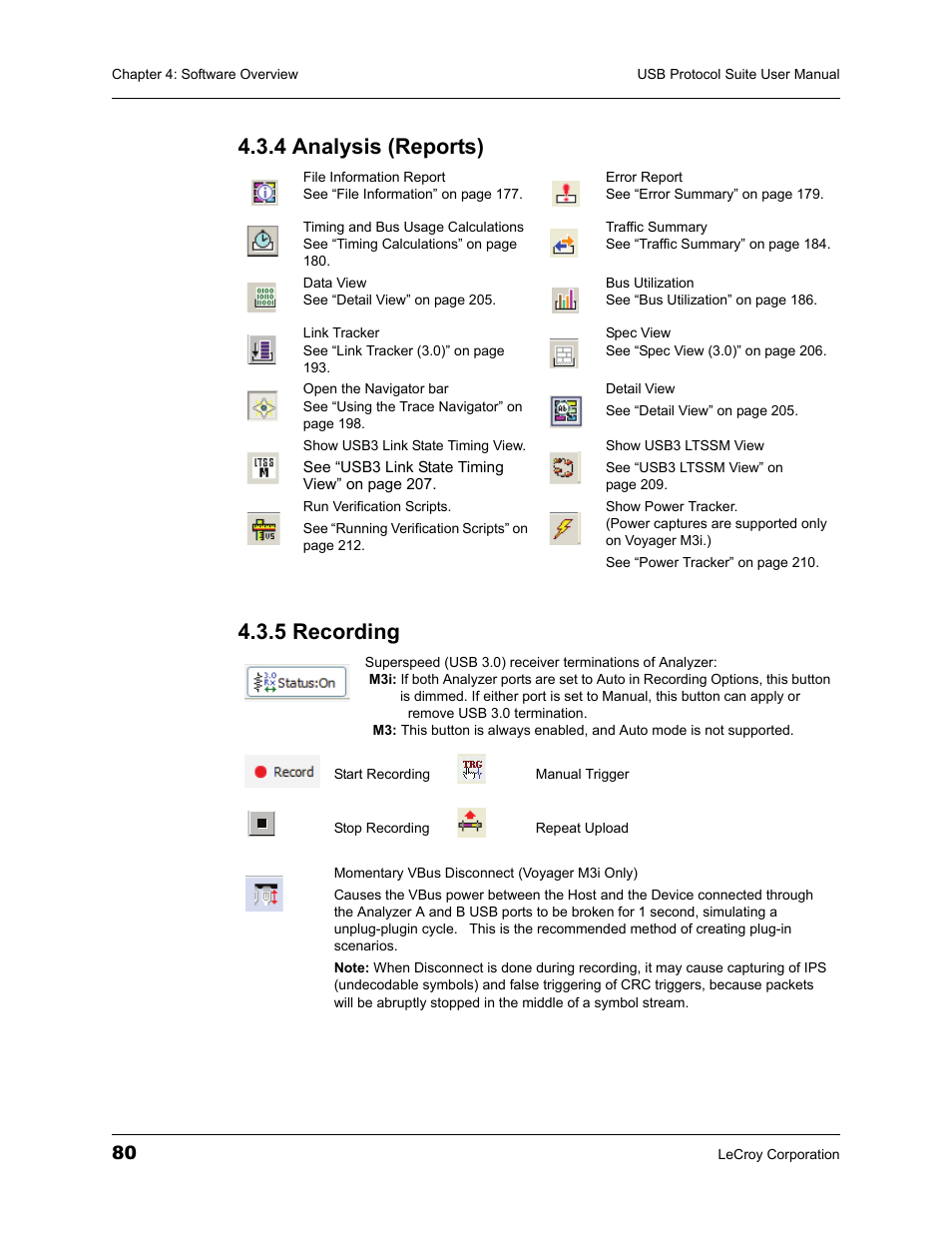 4 analysis (reports), 5 recording, 4 analysis (reports) 4.3.5 recording | Teledyne LeCroy USBTracer_Trainer - Users Manual User Manual | Page 94 / 388