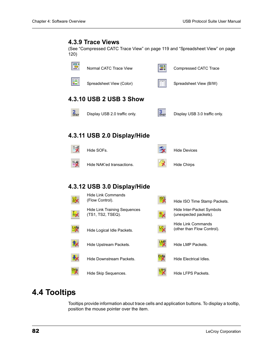 9 trace views, 10 usb 2 usb 3 show, 11 usb 2.0 display/hide | 12 usb 3.0 display/hide, 4 tooltips | Teledyne LeCroy USBTracer_Trainer - Users Manual User Manual | Page 96 / 388