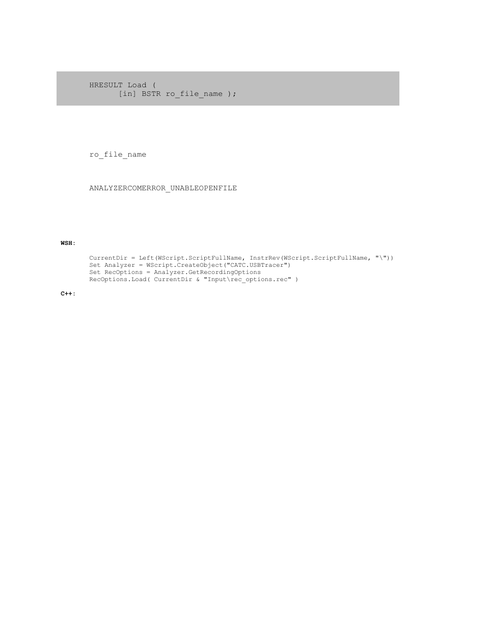 1 irecoptions::load, Irecoptions::load | Teledyne LeCroy USB Analyzer Automation Manual User Manual | Page 101 / 144