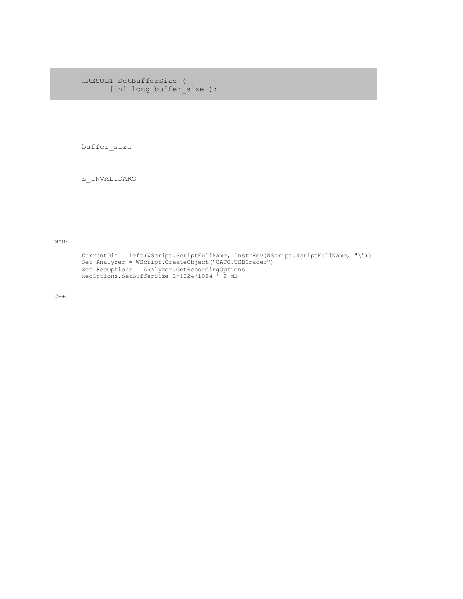 4 irecoptions::setbuffersize, Irecoptions::setbuffersize | Teledyne LeCroy USB Analyzer Automation Manual User Manual | Page 104 / 144