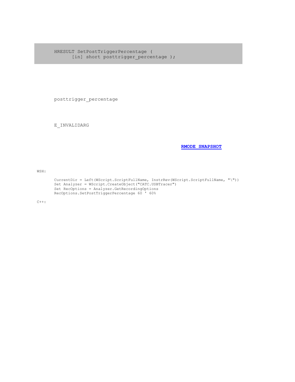 5 irecoptions::setposttriggerpercentage, Irecoptions::setposttriggerpercentage | Teledyne LeCroy USB Analyzer Automation Manual User Manual | Page 105 / 144