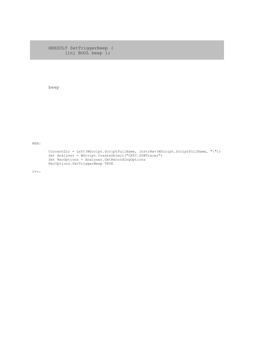 6 irecoptions::settriggerbeep, Irecoptions::settriggerbeep | Teledyne LeCroy USB Analyzer Automation Manual User Manual | Page 106 / 144