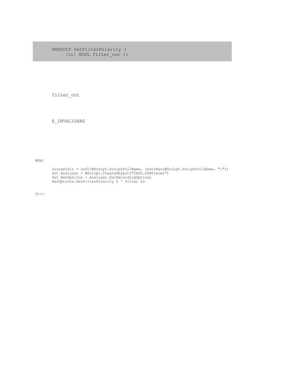 11 irecoptions:: setfilterpolarity, Irecoptions:: setfilterpolarity | Teledyne LeCroy USB Analyzer Automation Manual User Manual | Page 111 / 144