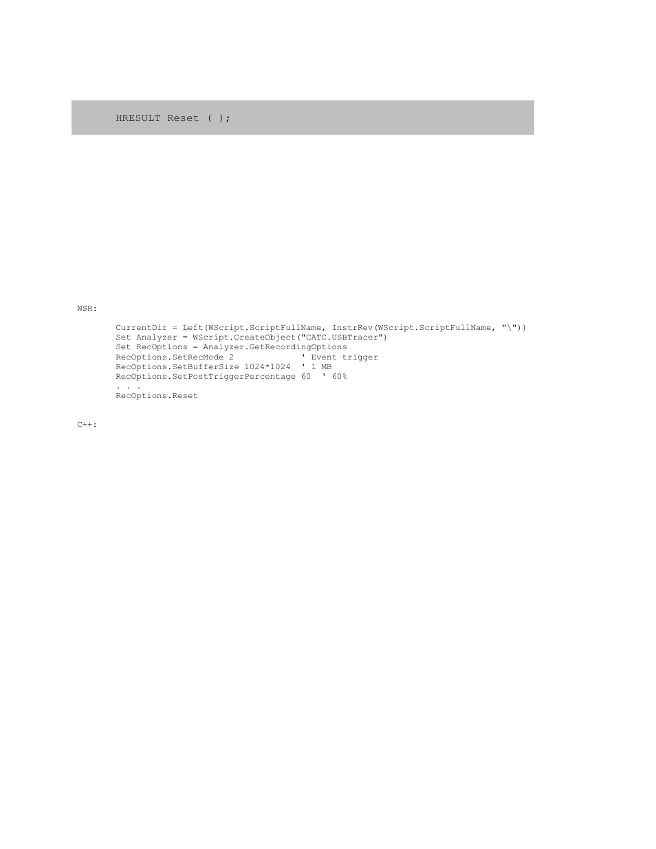12 irecoptions::reset, Irecoptions::reset | Teledyne LeCroy USB Analyzer Automation Manual User Manual | Page 112 / 144