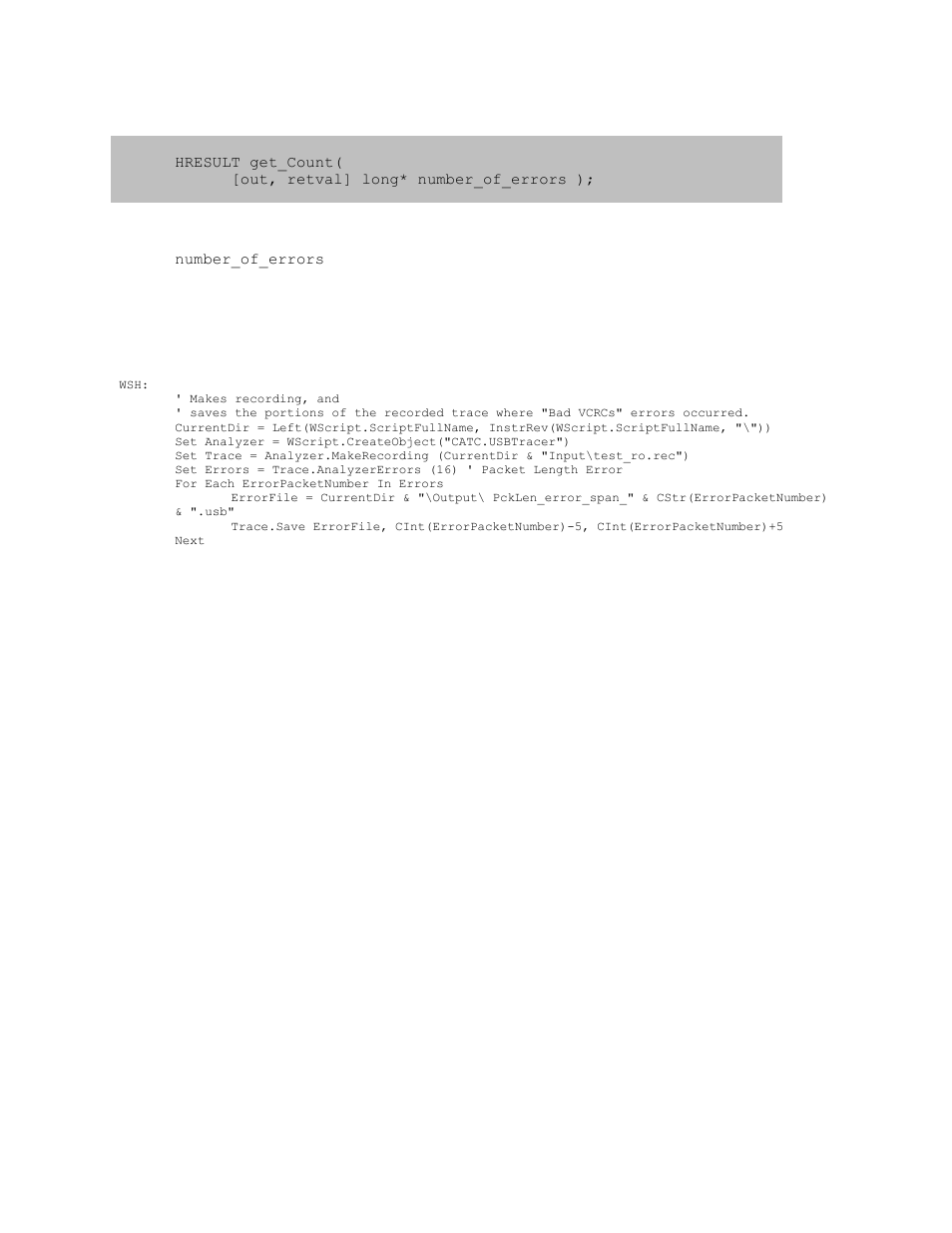 2 ianalyzererrors::get_count, Ianalyzererrors::get_count | Teledyne LeCroy USB Analyzer Automation Manual User Manual | Page 115 / 144