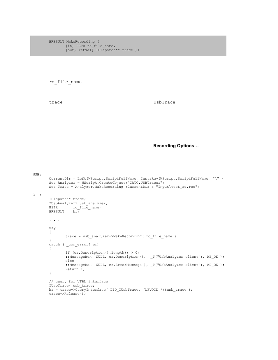 8 ianalyzer::makerecording, Ianalyzer::makerecording | Teledyne LeCroy USB Analyzer Automation Manual User Manual | Page 18 / 144