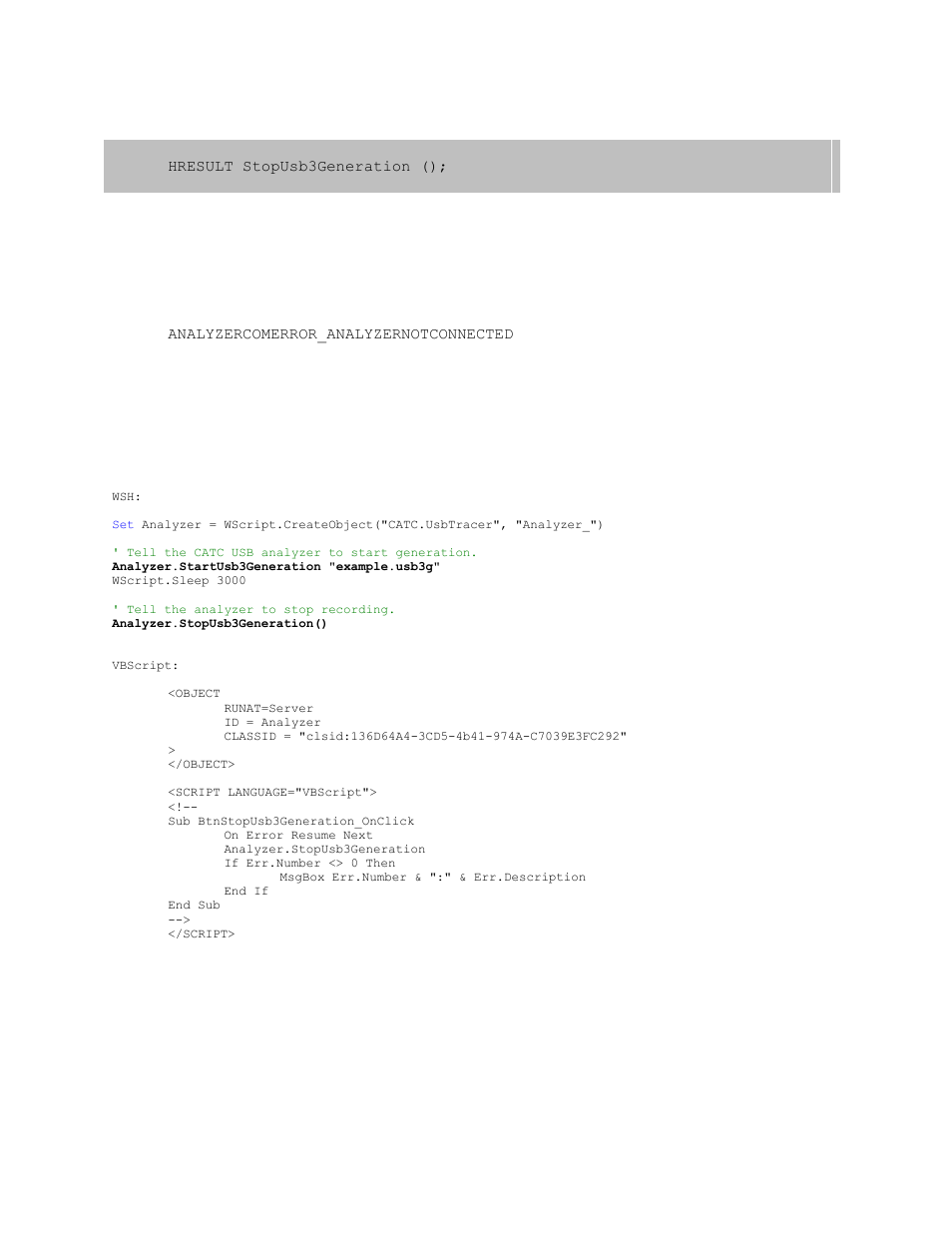15 iusbanalyzer::stopusb3generation, Iusbanalyzer::stopusb3generation | Teledyne LeCroy USB Analyzer Automation Manual User Manual | Page 30 / 144