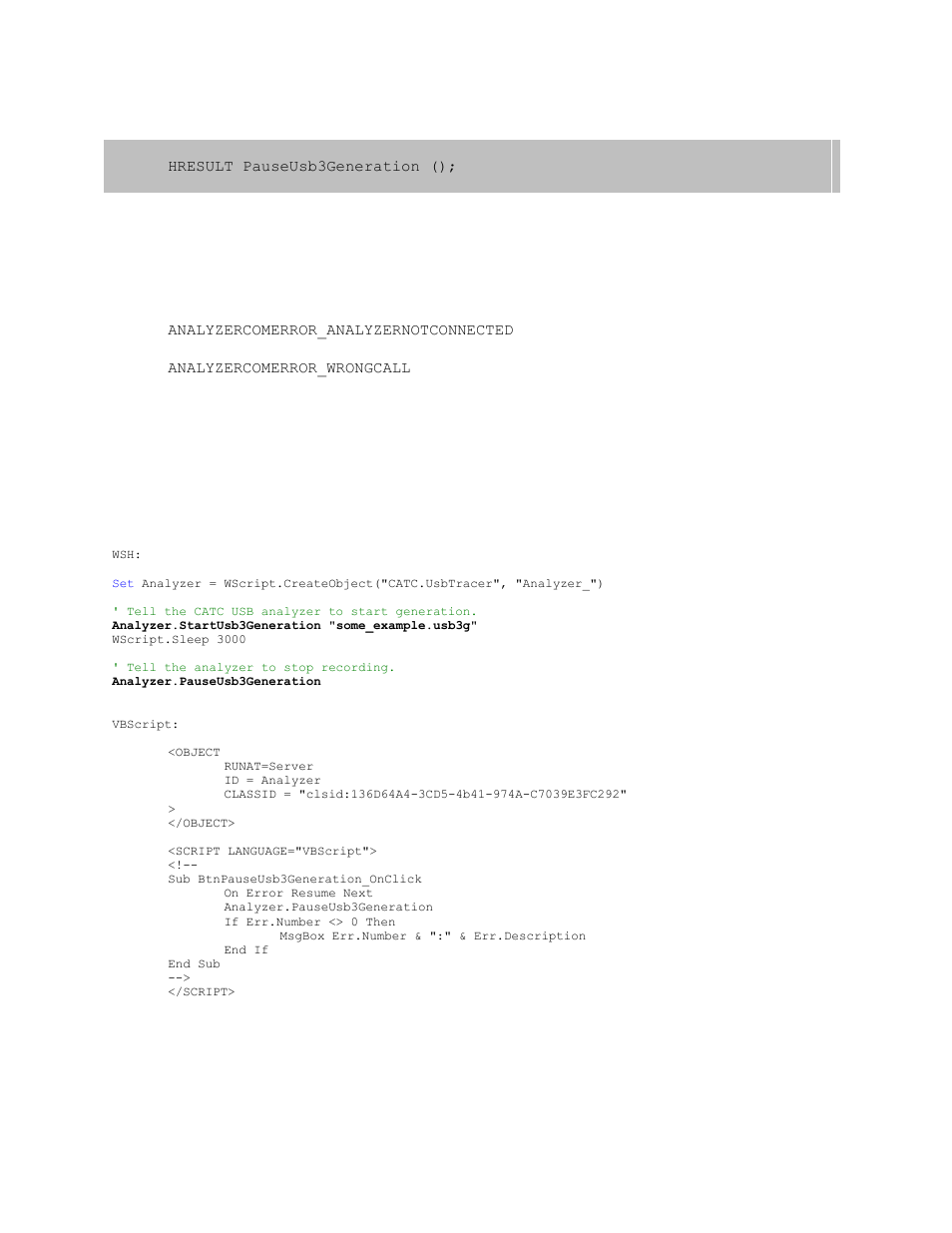 16 iusbanalyzer::pauseusb3generation, Iusbanalyzer::pauseusb3generation | Teledyne LeCroy USB Analyzer Automation Manual User Manual | Page 32 / 144
