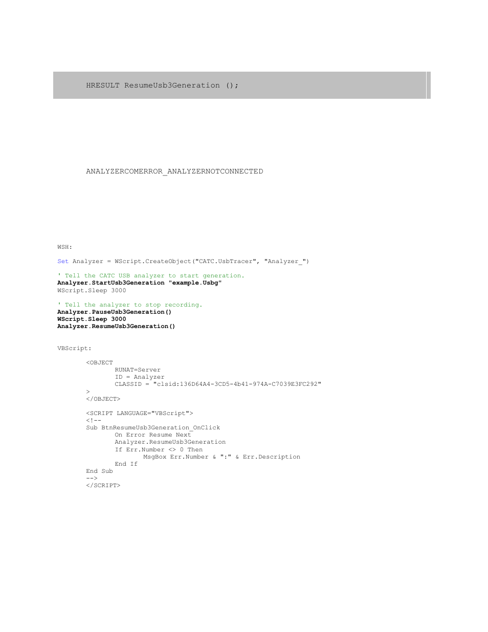 17 iusbanalyzer::resumeusb3generation, Iusbanalyzer::resumeusb3generation | Teledyne LeCroy USB Analyzer Automation Manual User Manual | Page 34 / 144