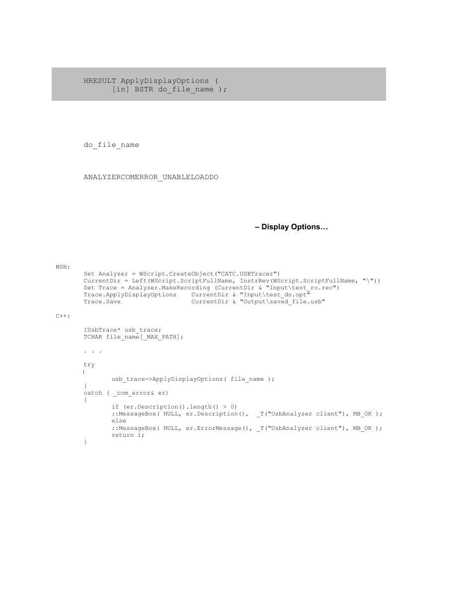 2 itrace::applydisplayoptions, Itrace::applydisplayoptions | Teledyne LeCroy USB Analyzer Automation Manual User Manual | Page 44 / 144