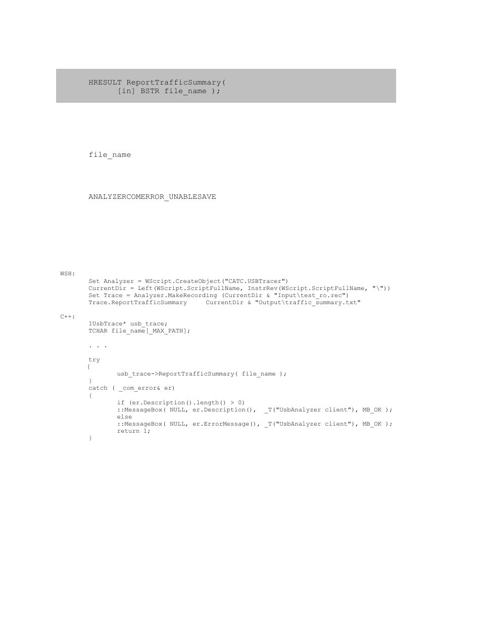 8 itrace::reporttrafficsummary, Itrace::reporttrafficsummary | Teledyne LeCroy USB Analyzer Automation Manual User Manual | Page 53 / 144