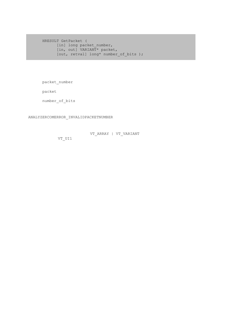 9 itrace::getpacket, Itrace::getpacket | Teledyne LeCroy USB Analyzer Automation Manual User Manual | Page 54 / 144