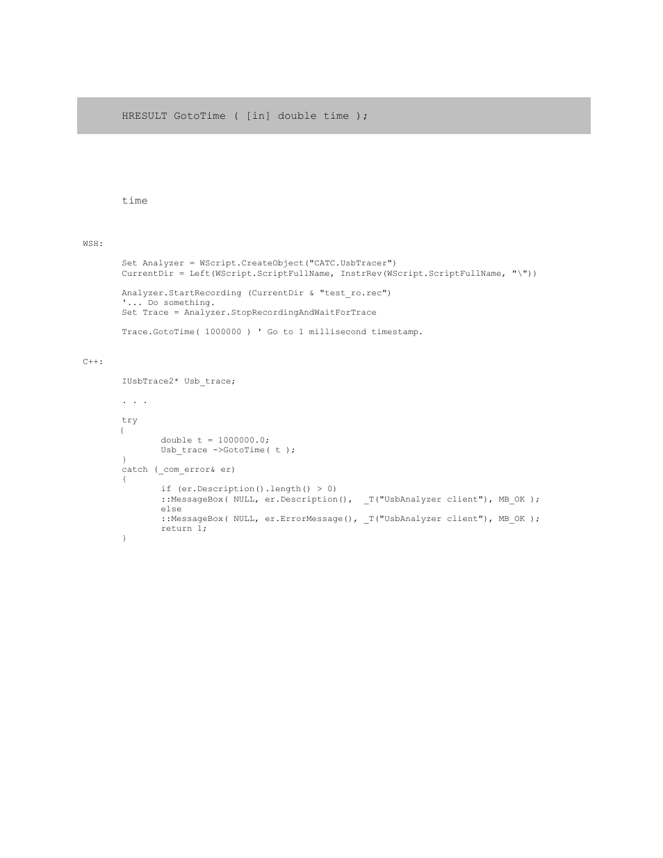 1 iusbtrace2::gototime, Iusbtrace2::gototime | Teledyne LeCroy USB Analyzer Automation Manual User Manual | Page 61 / 144