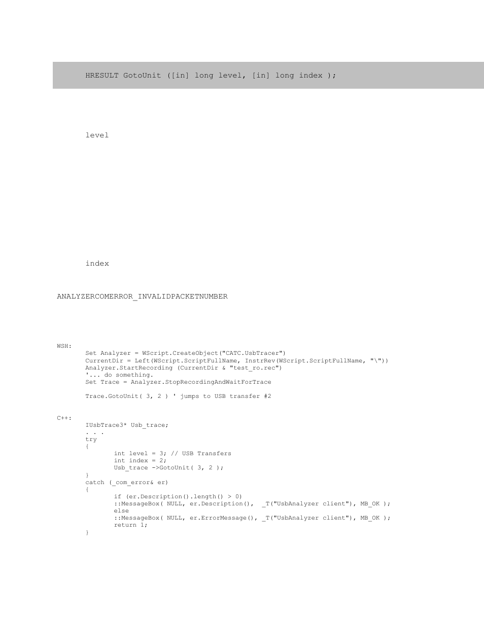 2 iusbtrace2::gotounit, Iusbtrace2::gotounit | Teledyne LeCroy USB Analyzer Automation Manual User Manual | Page 62 / 144