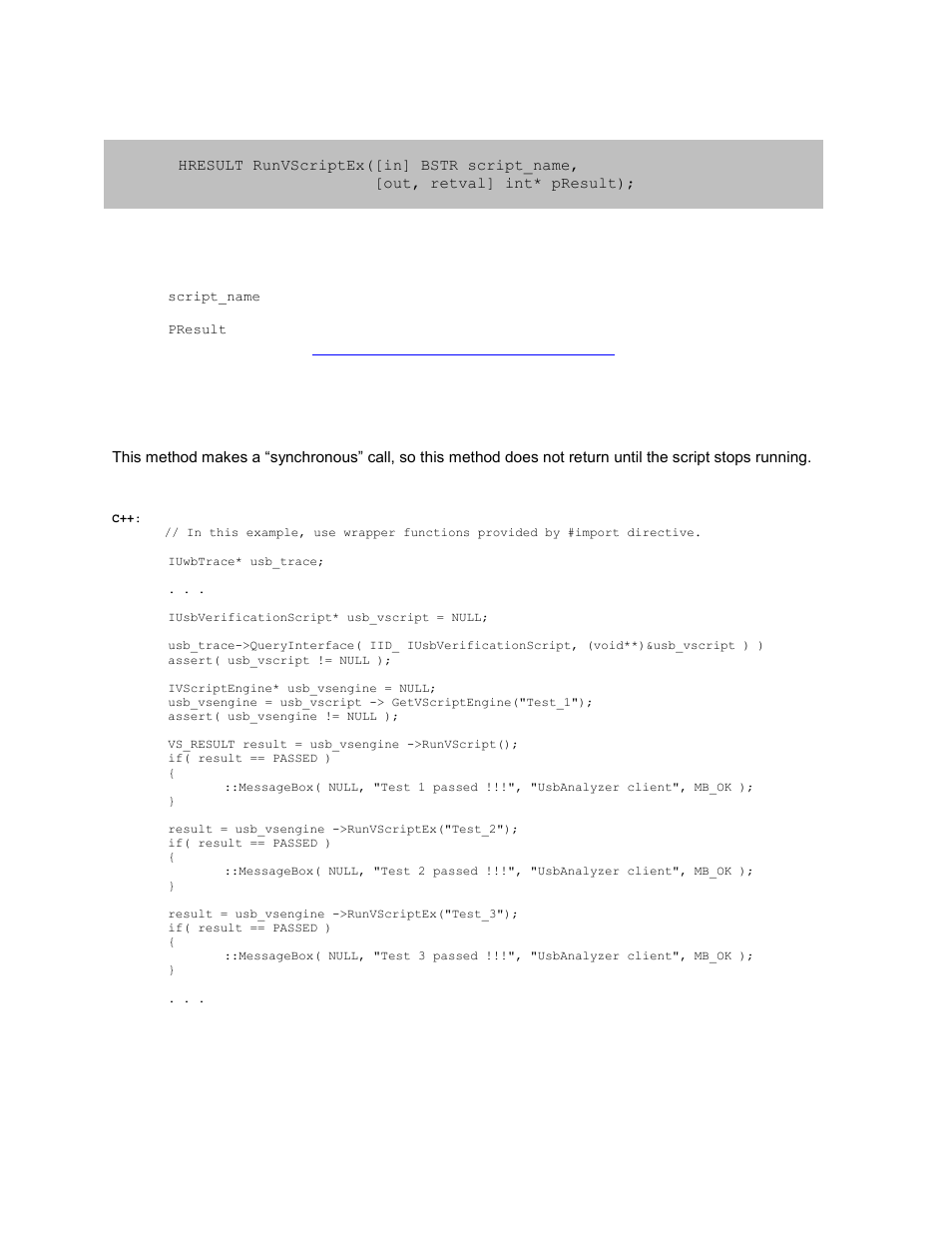 4 ivscriptengine::runvscriptex, Ivscriptengine::runvscriptex | Teledyne LeCroy USB Analyzer Automation Manual User Manual | Page 86 / 144