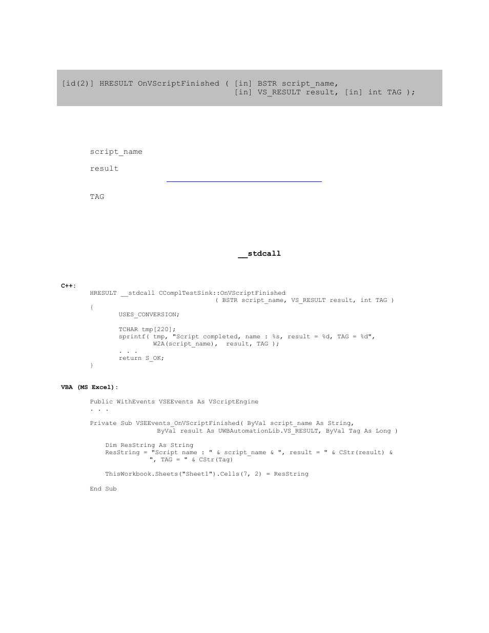 2 _ivscriptengineevents::onvscriptfinished, Ivscriptengineevents::onvscriptfinished | Teledyne LeCroy USB Analyzer Automation Manual User Manual | Page 97 / 144
