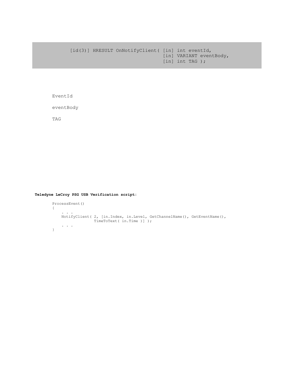 3 _ivscriptengineevents::onnotifyclient, Ivscriptengineevents::onnotifyclient | Teledyne LeCroy USB Analyzer Automation Manual User Manual | Page 98 / 144
