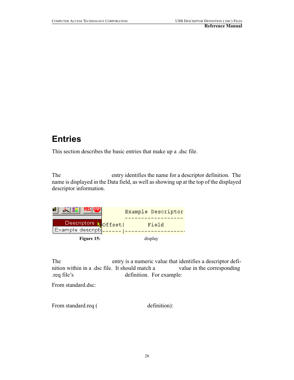 Entries, Descriptorname, Descriptortype | Descriptorname descriptortype | Teledyne LeCroy USB Chief - File Based Decode Manual User Manual | Page 30 / 36