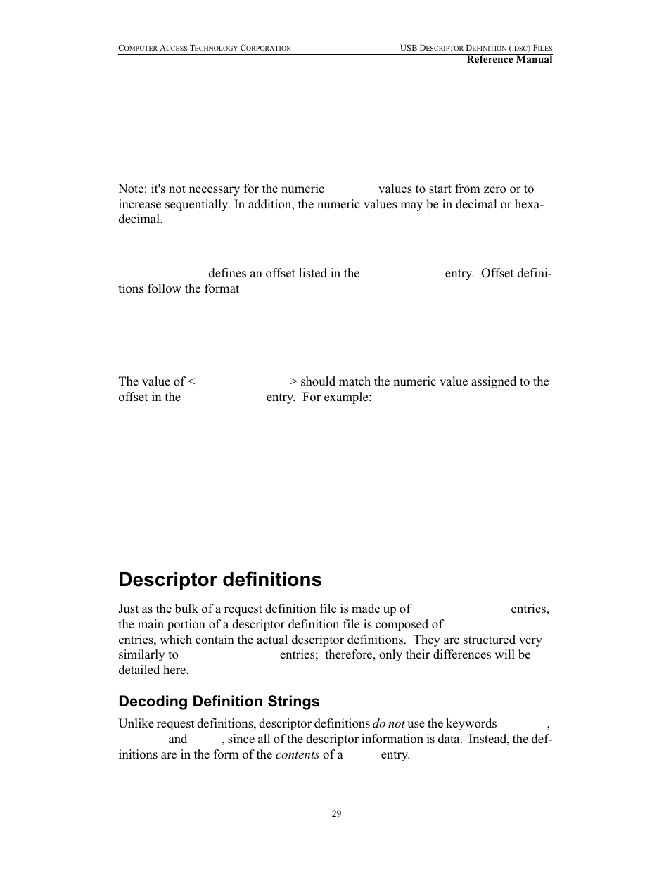 Offset(...), Descriptor definitions, Decoding definition strings | Teledyne LeCroy USB Chief - File Based Decode Manual User Manual | Page 33 / 36