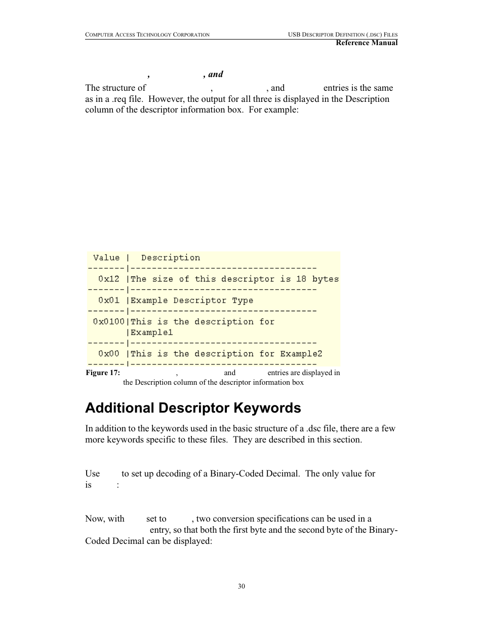 Formatvalue, wordvalue, and bitmap, Additional descriptor keywords | Teledyne LeCroy USB Chief - File Based Decode Manual User Manual | Page 34 / 36