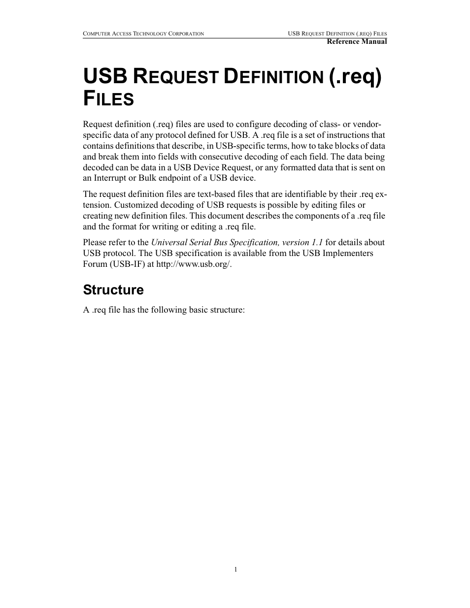 Usb request definition (.req) files, Structure, Able | Ontents, Usb r, Req) f, Equest, Efinition, Iles | Teledyne LeCroy USB Chief - File Based Decode Manual User Manual | Page 5 / 36