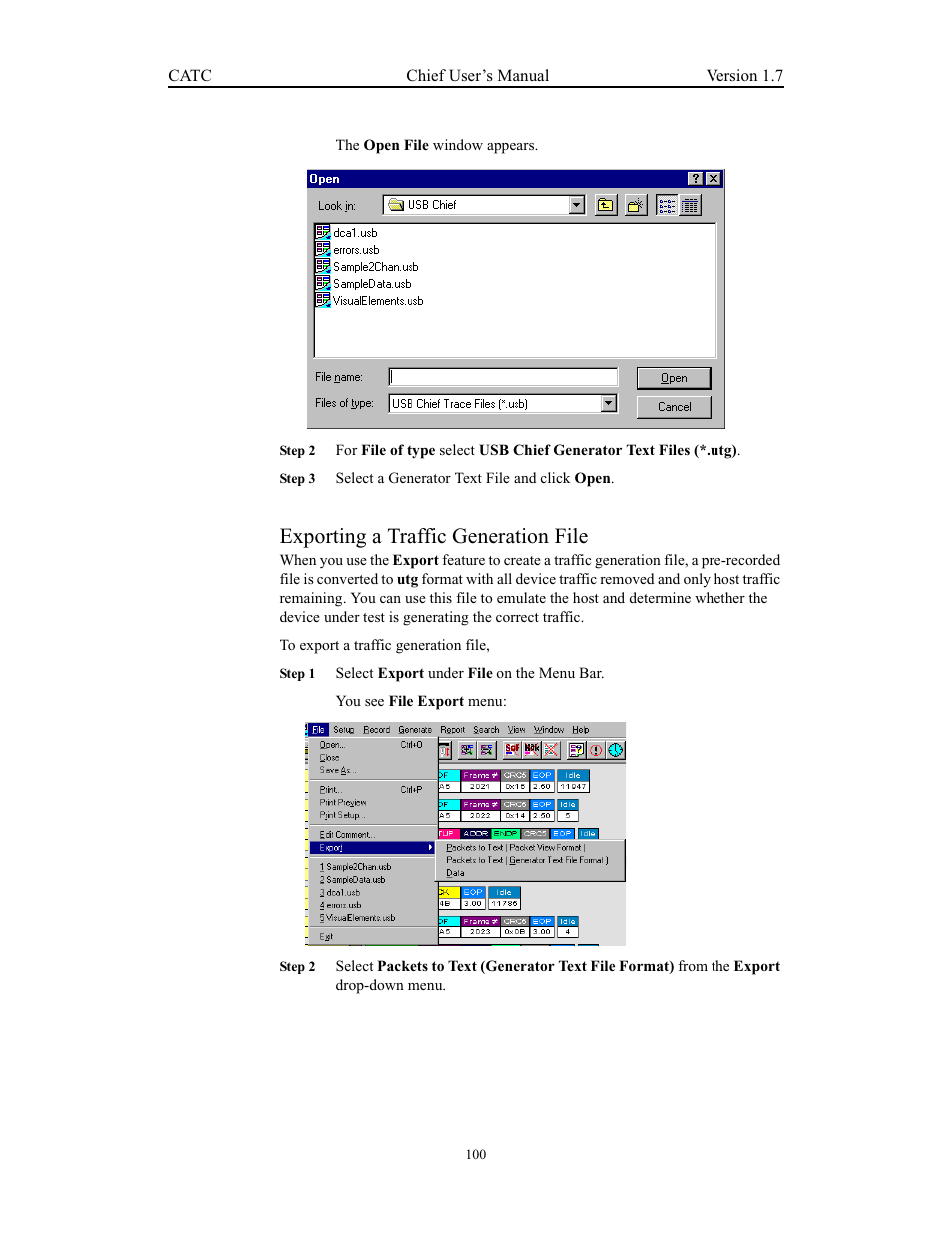 Exporting a traffic generation file | Teledyne LeCroy USB Chief - Users Manual User Manual | Page 108 / 133