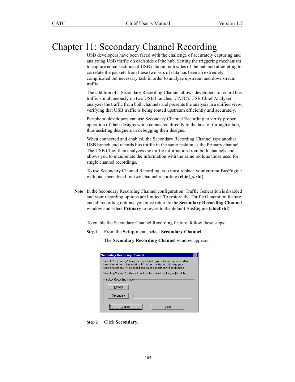 Chapter 11: secondary channel recording | Teledyne LeCroy USB Chief - Users Manual User Manual | Page 113 / 133