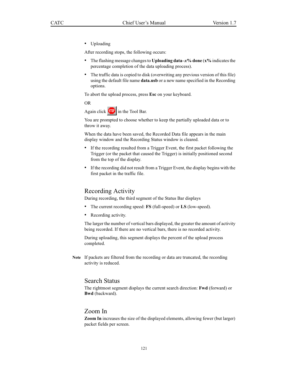 Recording activity, Search status, Zoom in | Recording activity search status zoom in | Teledyne LeCroy USB Chief - Users Manual User Manual | Page 129 / 133