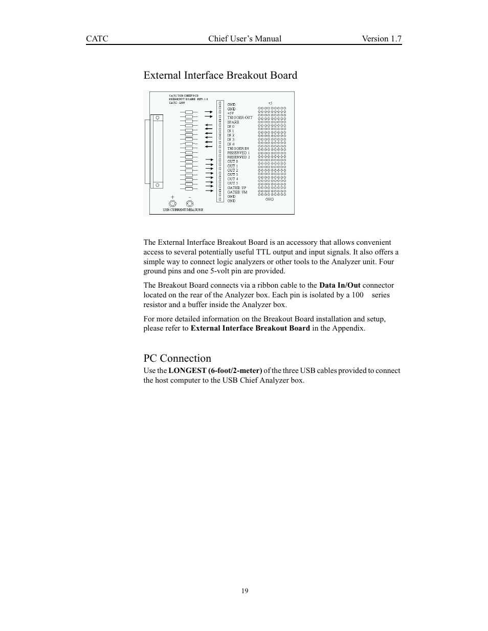 External interface breakout board, Pc connection, External interface breakout board pc connection | Teledyne LeCroy USB Chief - Users Manual User Manual | Page 27 / 133