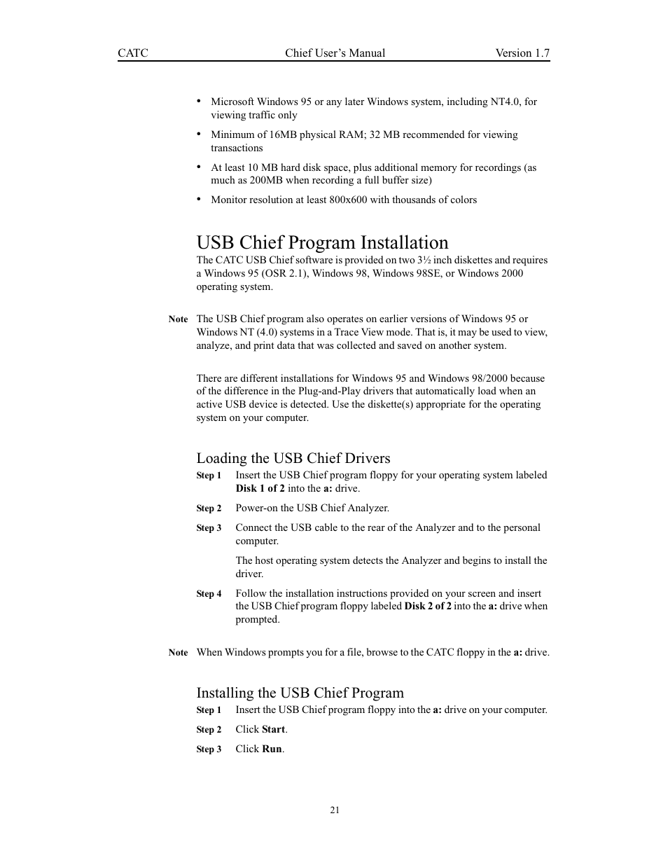 Usb chief program installation, Loading the usb chief drivers, Installing the usb chief program | Teledyne LeCroy USB Chief - Users Manual User Manual | Page 29 / 133