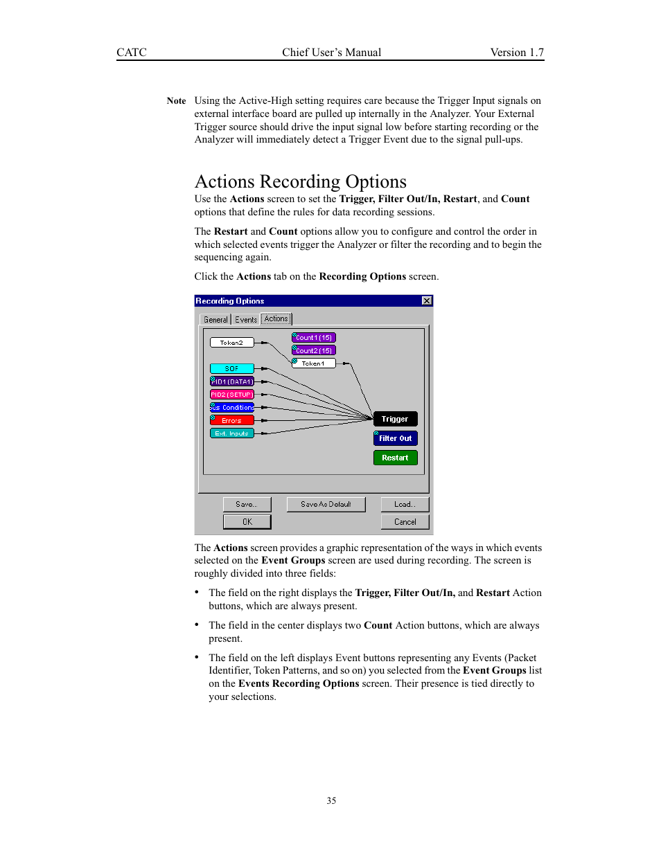 Actions recording options | Teledyne LeCroy USB Chief - Users Manual User Manual | Page 43 / 133