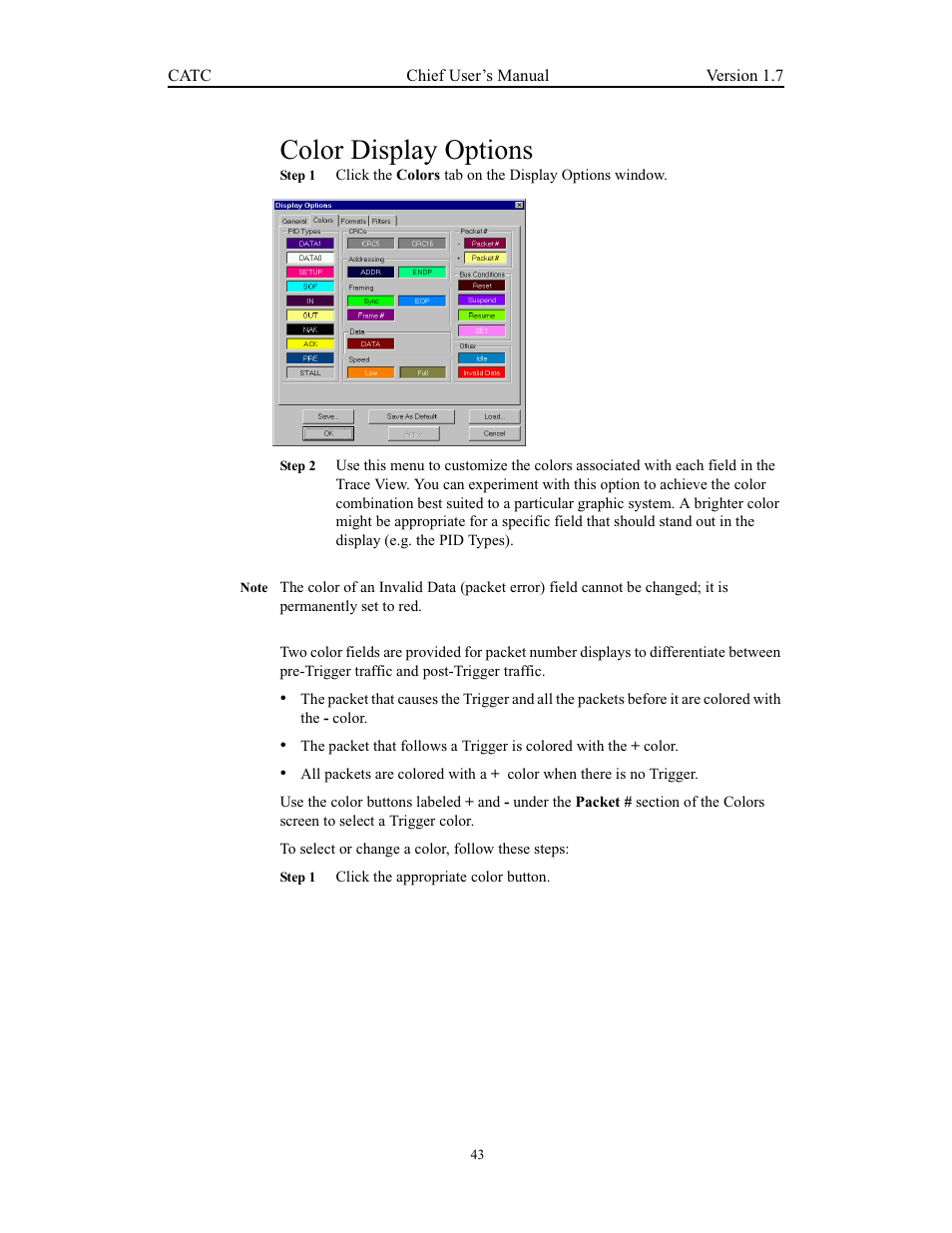 Color display options | Teledyne LeCroy USB Chief - Users Manual User Manual | Page 51 / 133