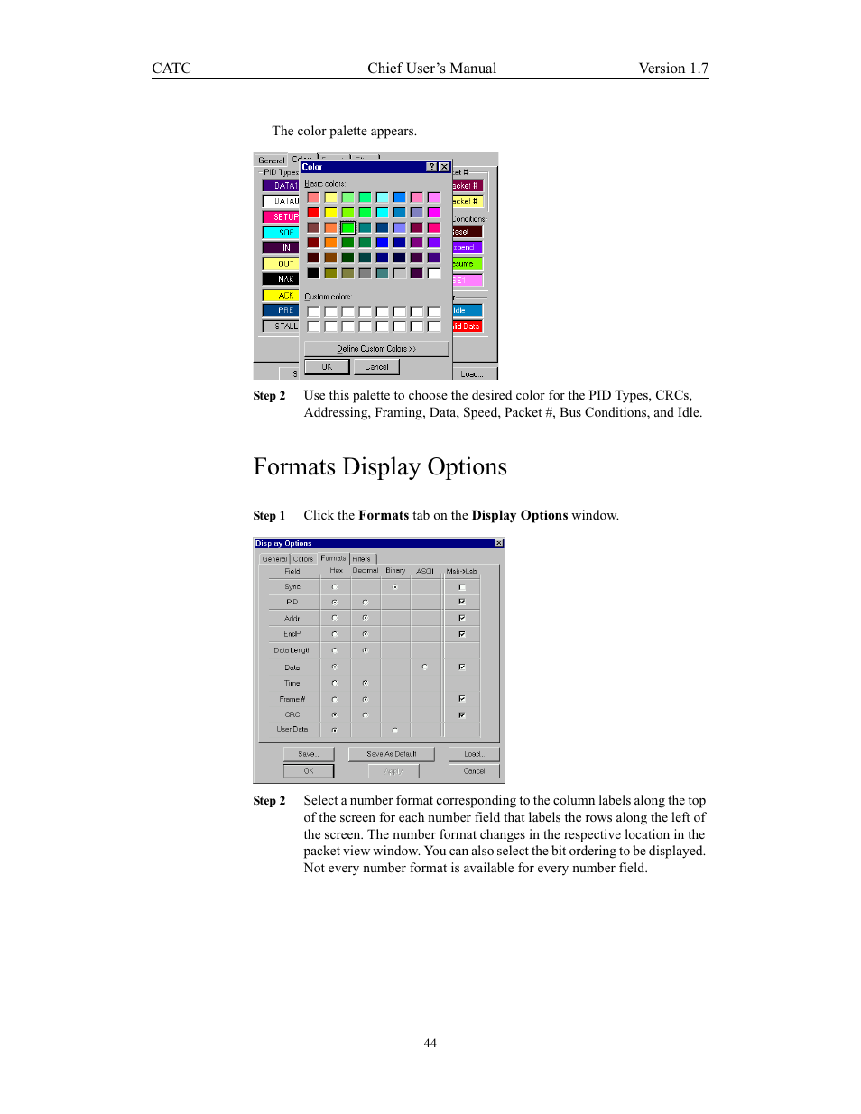 Formats display options | Teledyne LeCroy USB Chief - Users Manual User Manual | Page 52 / 133