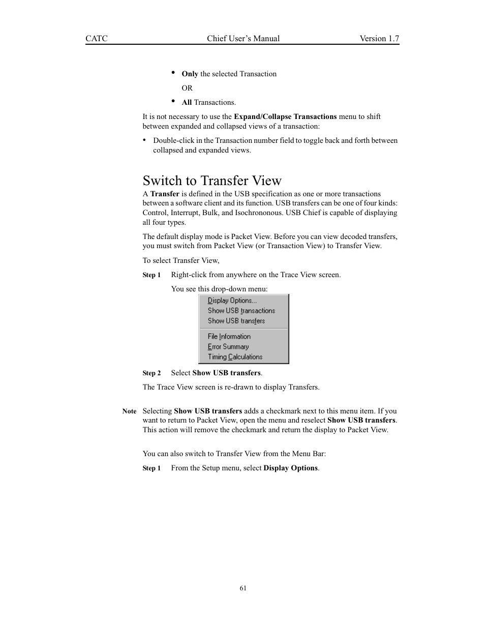 Switch to transfer view | Teledyne LeCroy USB Chief - Users Manual User Manual | Page 69 / 133