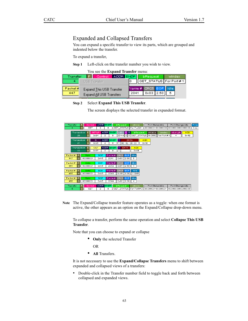 Expanded and collapsed transfers | Teledyne LeCroy USB Chief - Users Manual User Manual | Page 71 / 133