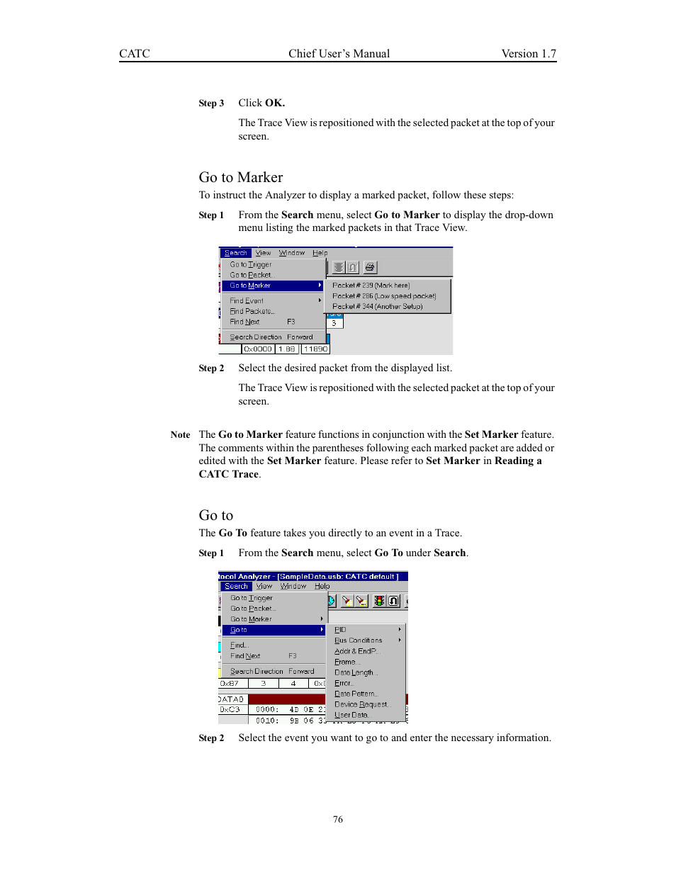 Go to marker, Go to, Go to marker go to | Teledyne LeCroy USB Chief - Users Manual User Manual | Page 84 / 133