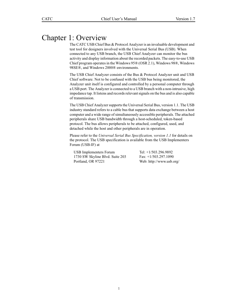 Chapter 1: overview | Teledyne LeCroy USB Chief - Users Manual User Manual | Page 9 / 133