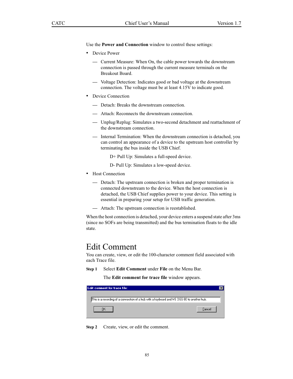 Edit comment | Teledyne LeCroy USB Chief - Users Manual User Manual | Page 93 / 133