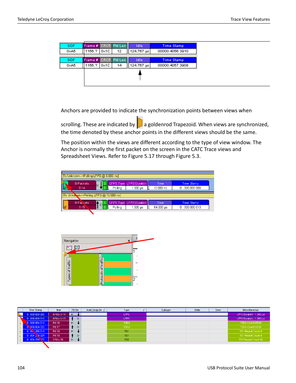 1 anchor points - synchronized views | Teledyne LeCroy USB Protocol Suite User Manual (Voyager_Advisor T3_Mercury) User Manual | Page 104 / 414