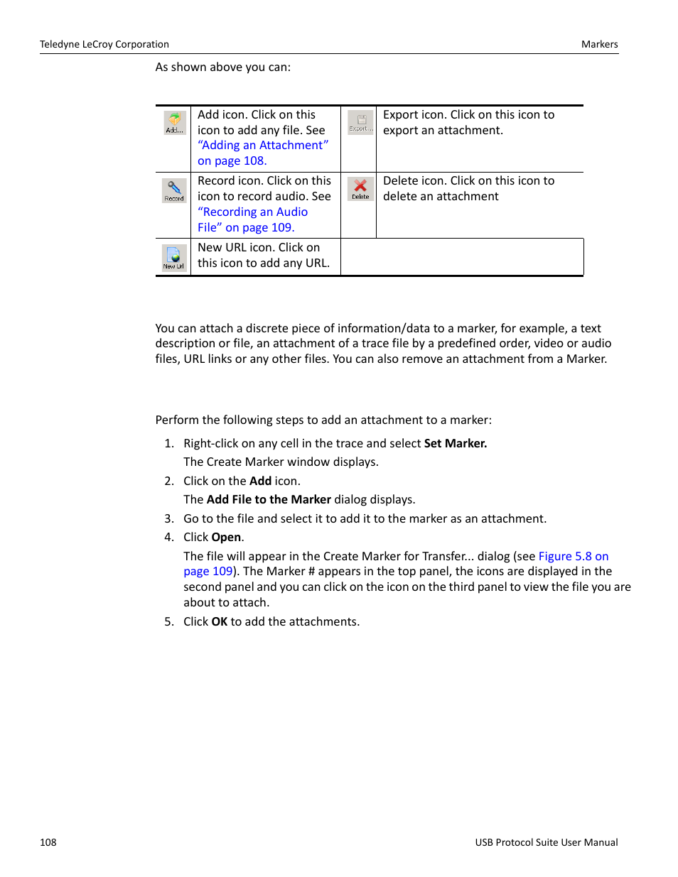 3 attaching markers, 4 adding an attachment | Teledyne LeCroy USB Protocol Suite User Manual (Voyager_Advisor T3_Mercury) User Manual | Page 108 / 414