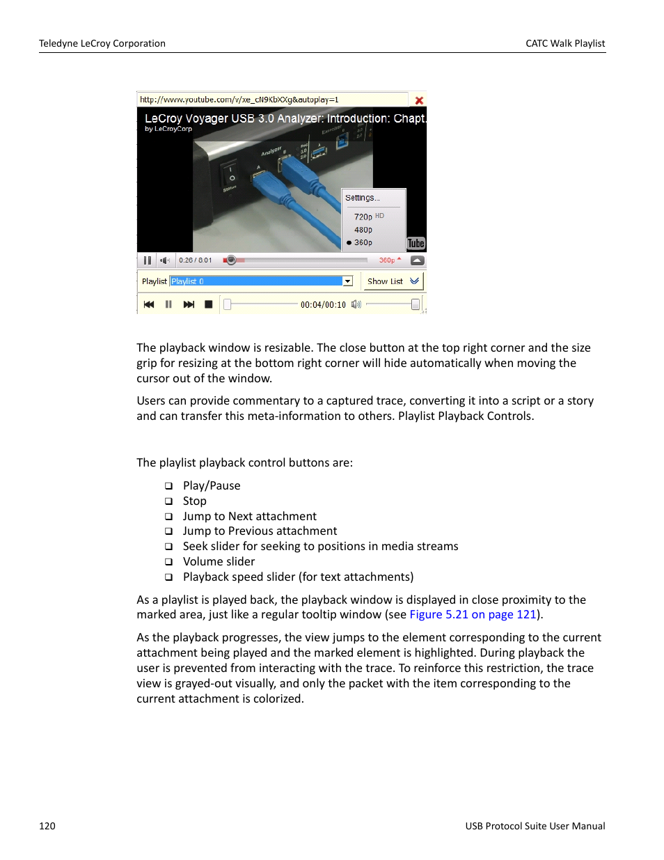 Playlist playback controls | Teledyne LeCroy USB Protocol Suite User Manual (Voyager_Advisor T3_Mercury) User Manual | Page 120 / 414