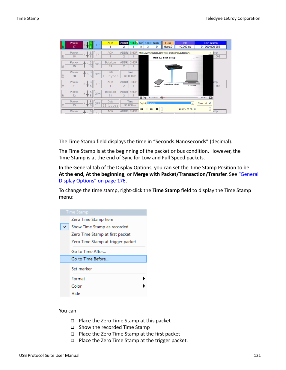 4 time stamp | Teledyne LeCroy USB Protocol Suite User Manual (Voyager_Advisor T3_Mercury) User Manual | Page 121 / 414