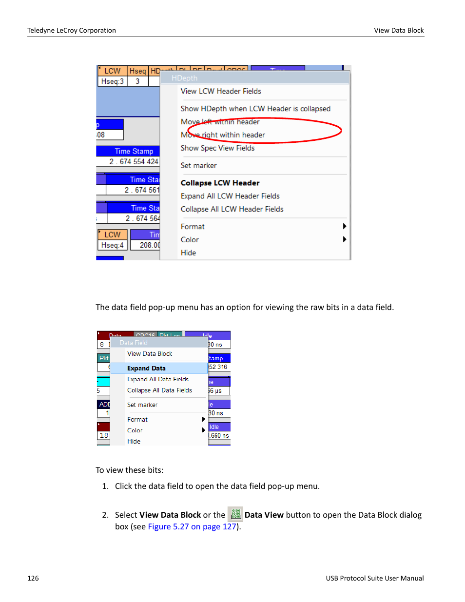 8 view data block | Teledyne LeCroy USB Protocol Suite User Manual (Voyager_Advisor T3_Mercury) User Manual | Page 126 / 414
