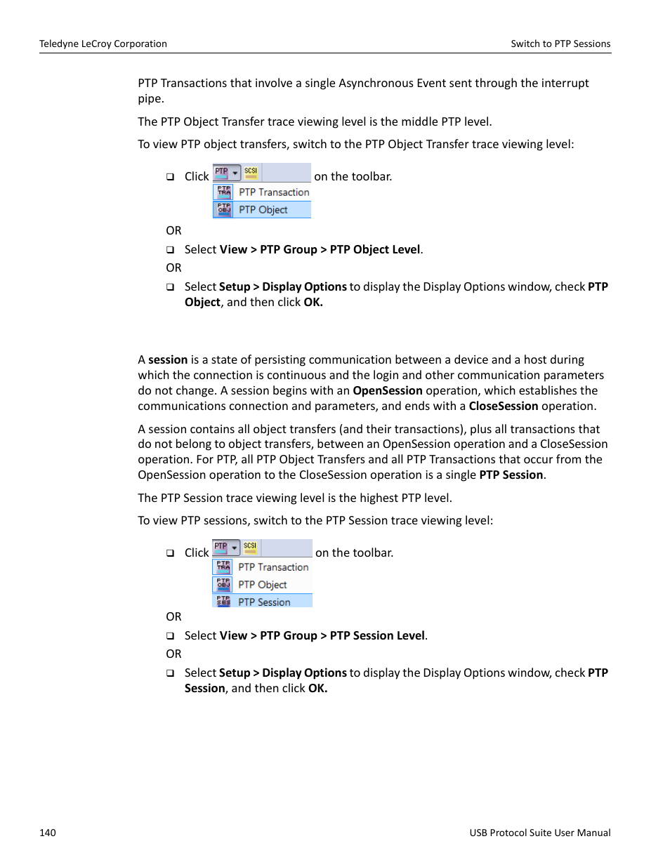 34 switch to ptp sessions, Switch to ptp sessions | Teledyne LeCroy USB Protocol Suite User Manual (Voyager_Advisor T3_Mercury) User Manual | Page 140 / 414