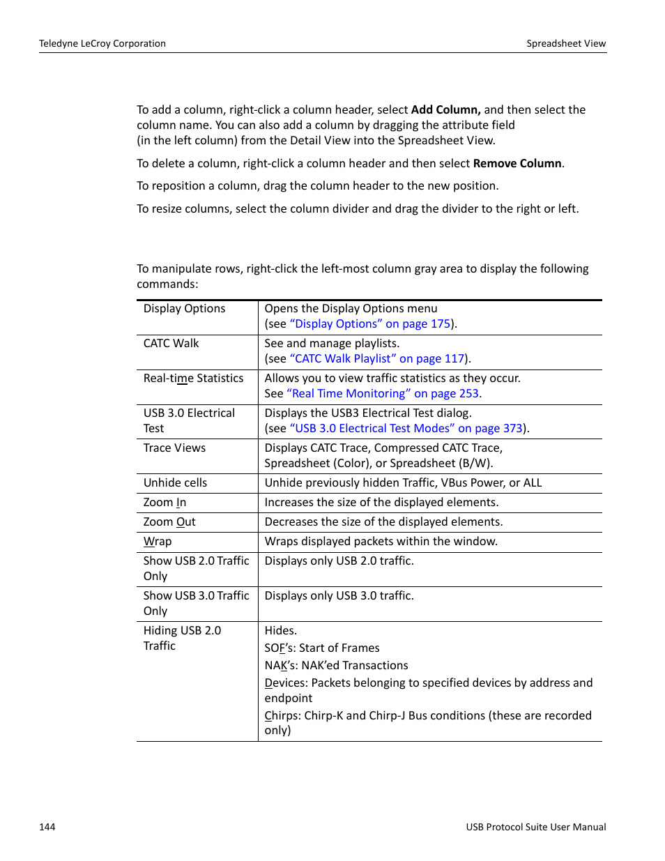 1 columns, 2 rows | Teledyne LeCroy USB Protocol Suite User Manual (Voyager_Advisor T3_Mercury) User Manual | Page 144 / 414