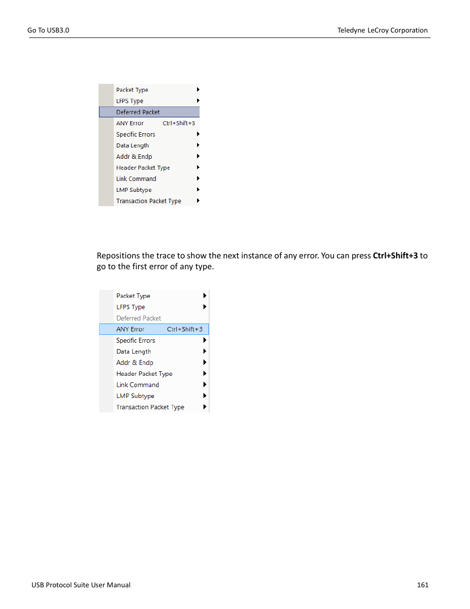 3 deferred packet, 4 any error, 4 any error161 | Teledyne LeCroy USB Protocol Suite User Manual (Voyager_Advisor T3_Mercury) User Manual | Page 161 / 414